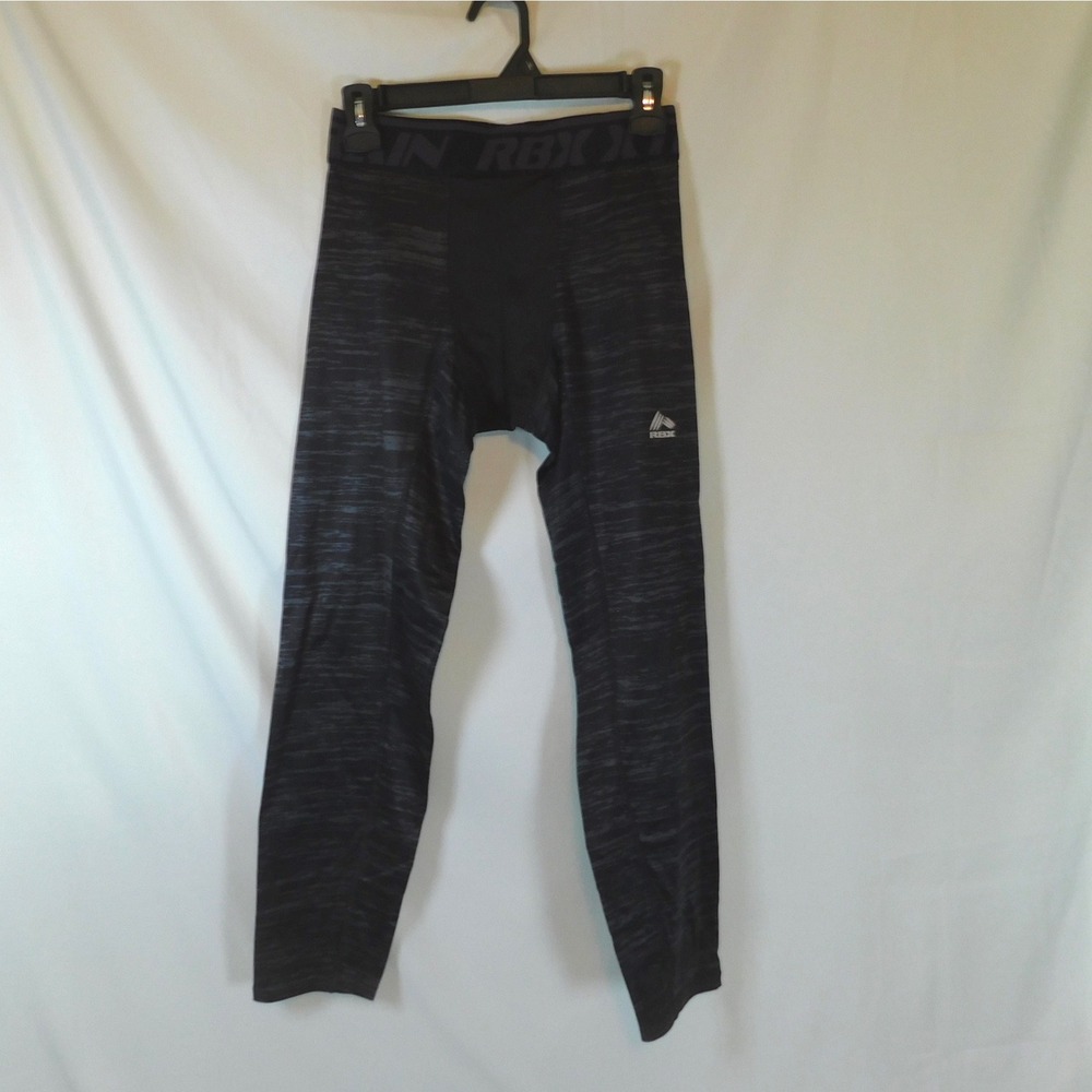 RBX Pro X-Dri Mens Compression Leggings Black Grey Athletic Tights S